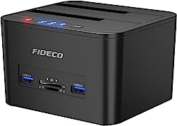 FIDECO Dual-Bay Hard Drive Dock with TF & SD Card Slots